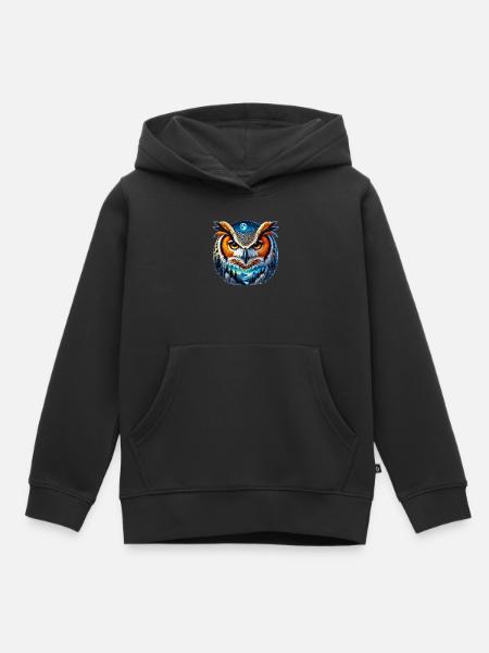 Eule - Kinder Premium Organic Hoodie - Schwarz