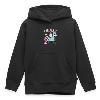 2ème anniversaire Fille Dracon 2 ans Cadeaux - Sweat Premium à capuche enfant bio - noir - Devant - AI Model Kid Male (0cm)