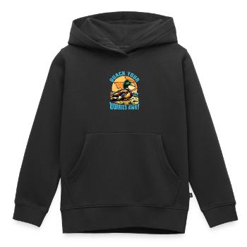 Canard colvert Coin-coin Vos soucis Loin Chasse au canard - Sweat Premium à capuche enfant bio - noir - Devant - AI Model Kid Male (0cm)