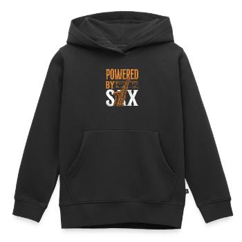 Saxophone Pun Powered By Sax - Kids Premium Organic Hoodie - black - Front - AI Model Kid Male (0cm)
