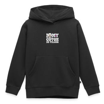 J'adore mon Coton de Tuléar - Sweat Premium à capuche enfant bio - noir - Devant - AI Model Kid Male (0cm)