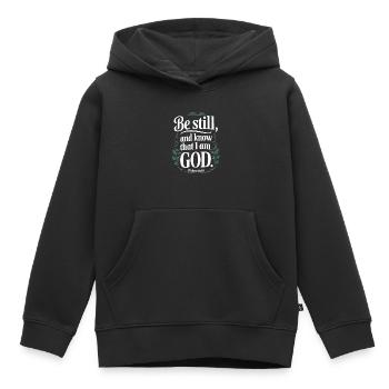 Sei still und wisse, dass ich Gott bin - Psalm 46:10 - Kinder Premium Organic Hoodie - Schwarz - Vorne - AI Model Kid Male (0cm)