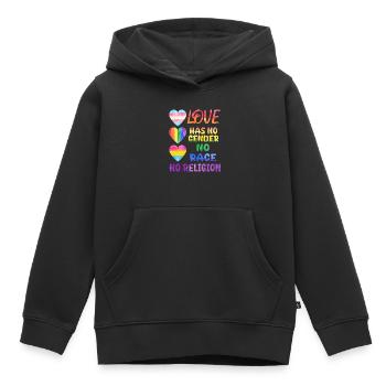 L’amour Une déclaration pour l’égalité Diversité - Sweat Premium à capuche enfant bio - noir - Devant - AI Model Kid Male (0cm)