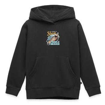 Canoë La vie est un ruisseau Paddle Through Paddle - Sweat Premium à capuche enfant bio - noir - Devant - AI Model Kid Male (0cm)