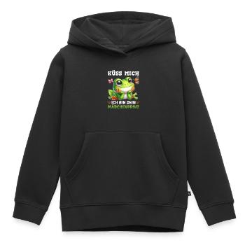 Karneval Frosch KÜSS MICH BIN DEIN MÄRCHENPRINZ - Kinder Premium Organic Hoodie - Schwarz - Vorne - AI Model Kid Male (0cm)