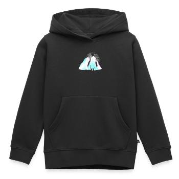 Pinguin Eisberg - Kinder Premium Organic Hoodie - Schwarz - Vorne - AI Model Kid Male (0cm)