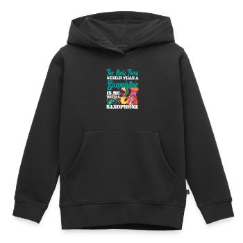 Les saxophones : la seule chose plus sexy - Sweat Premium à capuche enfant bio - noir - Devant - AI Model Kid Male (0cm)
