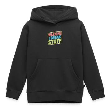 Warning I Break Stuff 21 - Kinder Premium Organic Hoodie - Schwarz - Vorne - AI Model Kid Male (0cm)