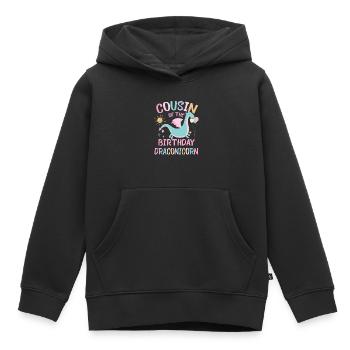 cousin de la fille d’anniversaire Dracon Family Party - Sweat Premium à capuche enfant bio - noir - Devant - AI Model Kid Male (0cm)