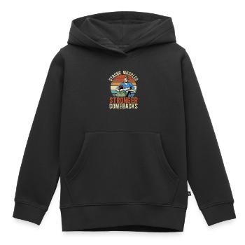 Physiothérapeute Muscles forts Physiothérapeute - Sweat Premium à capuche enfant bio - noir - Devant - AI Model Kid Male (0cm)