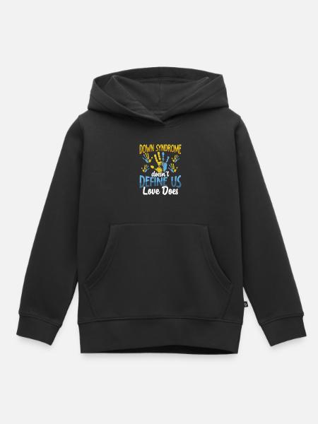 Het syndroom van Down definieert ons niet Het syndroom van Down - Kinder Premium hoodie biologisch - zwart