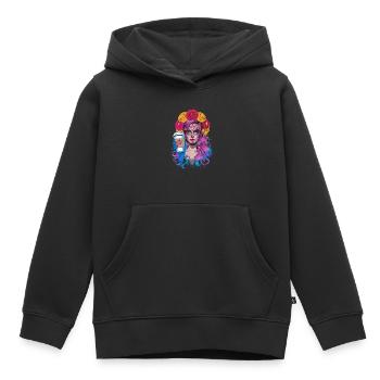 Dia de los Muertos Coffee with Beautiful Woman from - Kids Premium Organic Hoodie - black - Front - AI Model Kid Male (0cm)