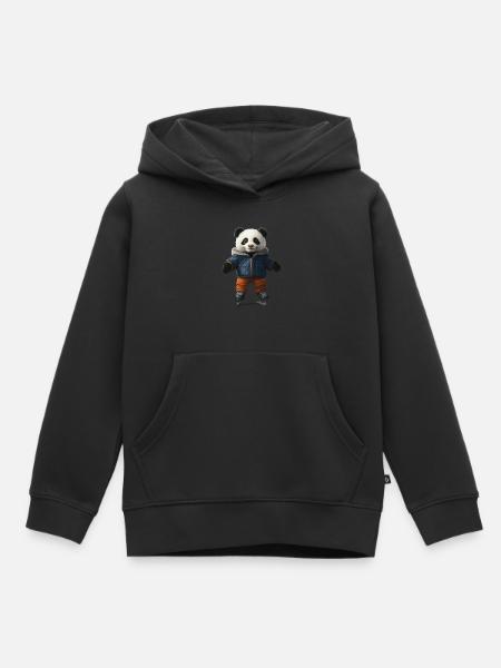 Panda - Kinder Premium Organic Hoodie - Schwarz
