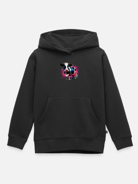 Kuh - Kinder Premium Organic Hoodie - Schwarz