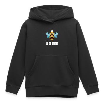 USBEE Bee with USB Stick - Kids Premium Organic Hoodie - black - Front - AI Model Kid Male (0cm)