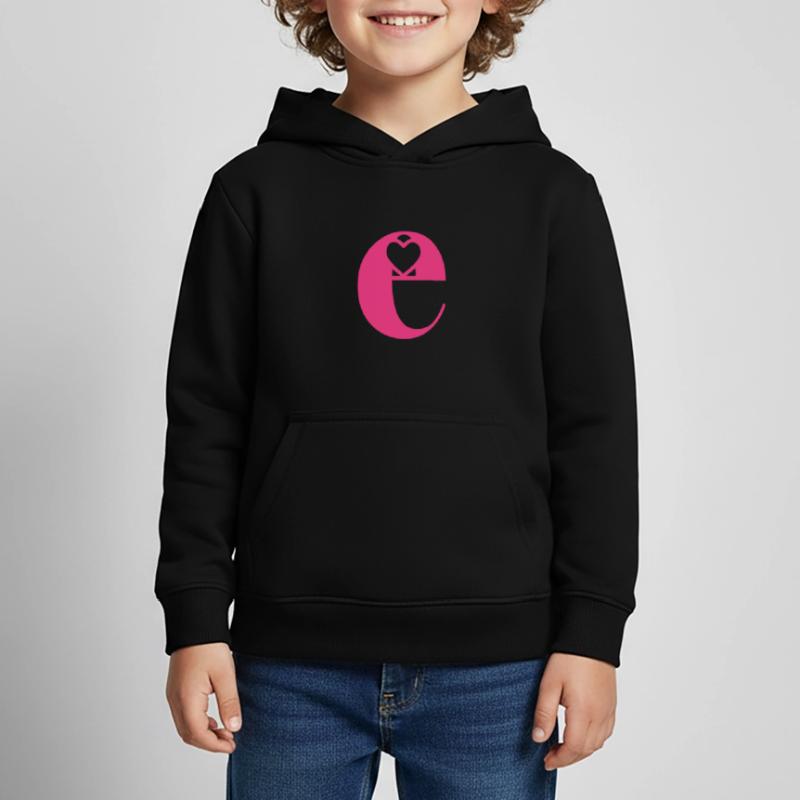 Buchstabe e Anfangsbuchstabe mit Herz Kinder Premium Organic Hoodie