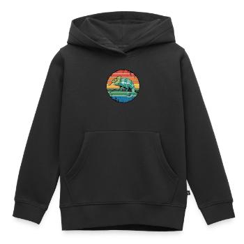 Retro Chameleon Owner Sunset for Reptile Lovers - Kinder Premium Organic Hoodie - Schwarz - Vorne - AI Model Kid Male (0cm)