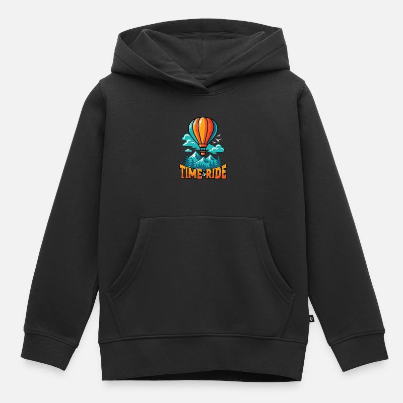 Montgolfière Temps pour monter en ballon - Sweat Premium à capuche enfant bio - noir