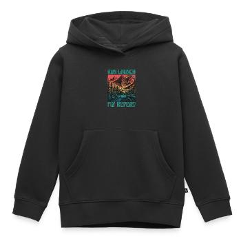 Parapente Courir Lancer Voler Répéter Paramoteur - Sweat Premium à capuche enfant bio - noir - Devant - AI Model Kid Male (0cm)