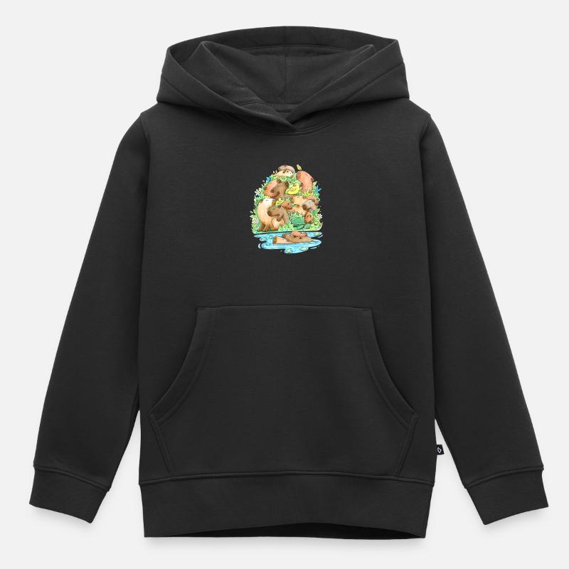 Capybara - Sweat Premium à capuche enfant bio - noir
