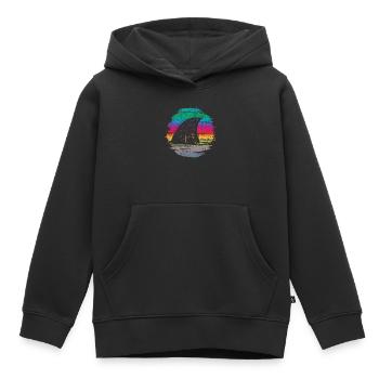 Sonnenuntergang Surfer Welle Illustration - Kinder Premium Organic Hoodie - Schwarz - Vorne - AI Model Kid Male (0cm)