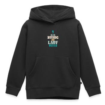 Läufer BLEIB RUHIG UND LAUF WEITER Lustiges - Kinder Premium Organic Hoodie - Schwarz - Vorne - AI Model Kid Male (0cm)