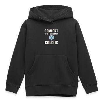 Douches froides Dureté mentale Exposition au froid - Sweat Premium à capuche enfant bio - noir - Devant - AI Model Kid Male (0cm)