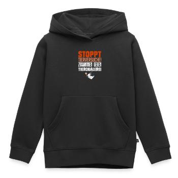 Tierschutz STOPPT TIERVERSUCHE ZUSAMMEN GEGEN - Kinder Premium Organic Hoodie - Schwarz - Vorne - AI Model Kid Male (0cm)