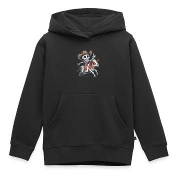 Skeleton cowboy rides calf - Kids Premium Organic Hoodie - black - Front - AI Model Kid Male (0cm)