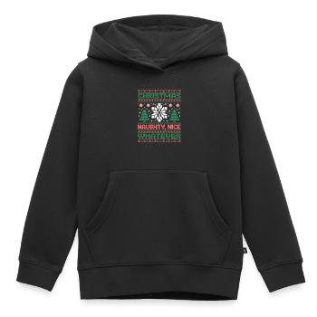 Weihnachts Pixel Sweat Naughty Nice Whatever - Kinder Premium Organic Hoodie - Schwarz - Vorne - AI Model Kid Male (0cm)
