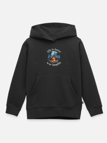 Life is better by the campfire - Kinder Premium Organic Hoodie - Schwarz