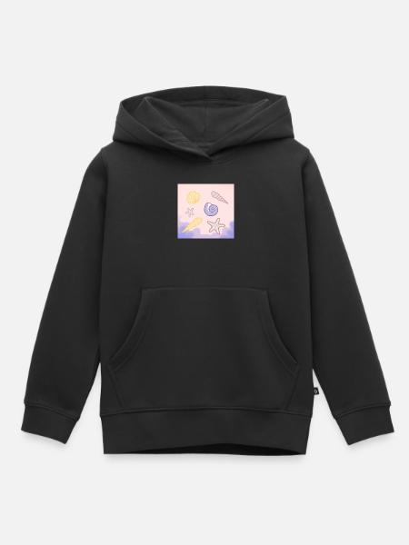 Pastellmeer Muscheln Seesterne - Kinder Premium Organic Hoodie - Schwarz
