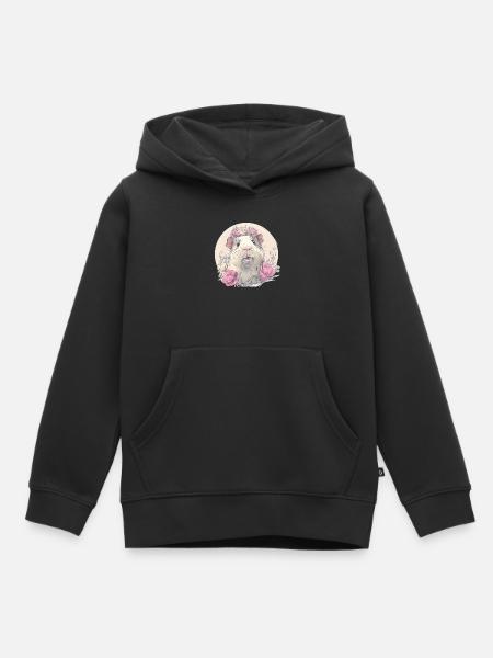 Meerschweinchen mit Blumen - Kinder Premium Organic Hoodie - Schwarz