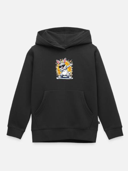 Dabbing Hase - Kinder Premium Organic Hoodie - Schwarz