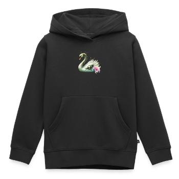 Dark Swan with Skulls and Flowers - Kids Premium Organic Hoodie - black - Front - AI Model Kid Male (0cm)