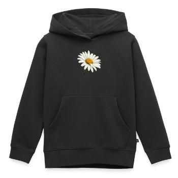 Weiße Margeritenblüte Natur Blumen Design  - Kinder Premium Organic Hoodie - Schwarz - Vorne - AI Model Kid Male (0cm)