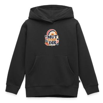 Mut steht dir – Positives Statement - Kinder Premium Organic Hoodie - Schwarz - Vorne - AI Model Kid Male (0cm)