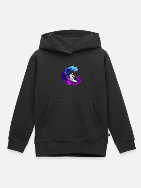 Astronaut Surfer - Mond & Weltall - Kinder Premium Organic Hoodie - Schwarz