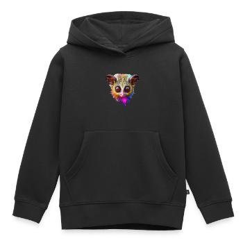 Conception Tarsier - Sweat Premium à capuche enfant bio - noir - Devant - AI Model Kid Male (0cm)