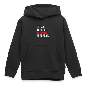 Mangez dormir Boxe Répétez - Sweat Premium à capuche enfant bio - noir - Devant - AI Model Kid Male (0cm)