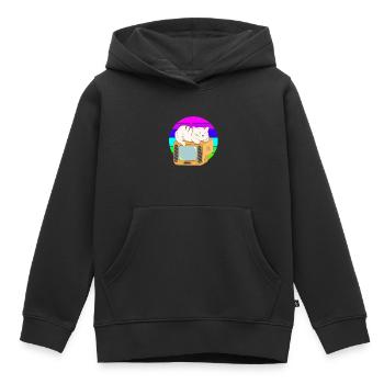 Cat Tv Coucher de soleil - Sweat Premium à capuche enfant bio - noir - Devant - AI Model Kid Male (0cm)