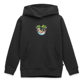Urlaub Glückseligkeit Faultier Faul für einen - Kinder Premium Organic Hoodie - Schwarz - Vorne - AI Model Kid Male (0cm)