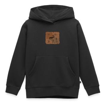 Hirsch Steinzeit - Kinder Premium Organic Hoodie - Schwarz - Vorne - AI Model Kid Male (0cm)