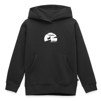 Spitz finlandais et montagne - Sweat Premium à capuche enfant bio - noir - Devant - AI Model Kid Male (0cm)