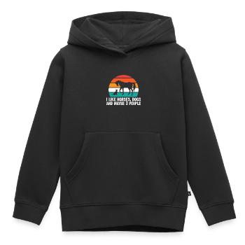 Amoureux des chevaux Équitation équestre - Sweat Premium à capuche enfant bio - noir - Devant - AI Model Kid Male (0cm)