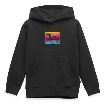 Pig Surfboard Surfboard Surfer Beach - Kids Premium Organic Hoodie - black - Front - AI Model Kid Male (0cm)
