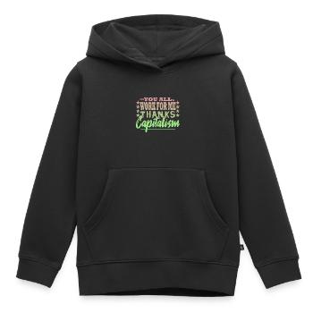 Ihr alle arbeitet für mich - Kapitalist - Kinder Premium Organic Hoodie - Schwarz - Vorne - AI Model Kid Male (0cm)