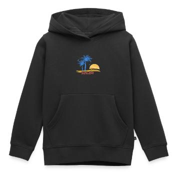 Plage Sicile - Sweat Premium à capuche enfant bio - noir - Devant - AI Model Kid Male (0cm)