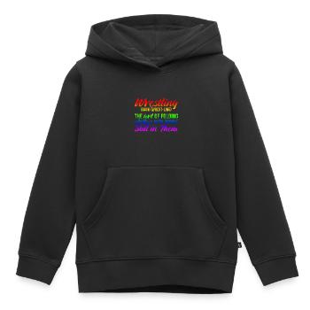 La lutte, l’art de plier des vêtements 3 - Sweat Premium à capuche enfant bio - noir - Devant - AI Model Kid Male (0cm)