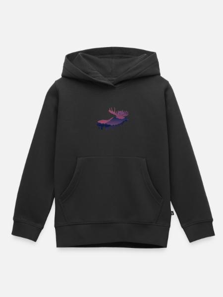 Elch - Kinder Premium Organic Hoodie - Schwarz